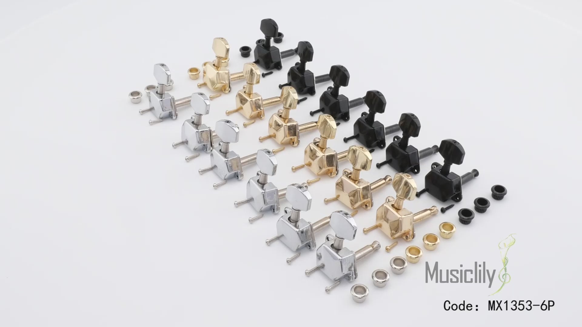 Musiclily Pro R15J-11 6 en línea afinadores semi cerrados para guitarra, cabezales de máquina, juego de clavijas de afinación para guitarra eléctrica