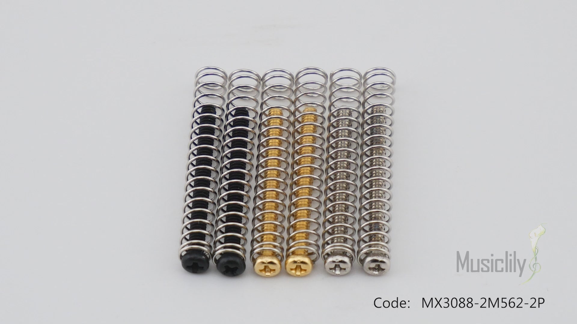 Musiclily Ultra UNC#3-48X1.1 pulgadas - Juego de tornillos y resortes de montaje para pastillas humbucker de acero inoxidable para guitarra eléctrica estadounidense (2 unidades)