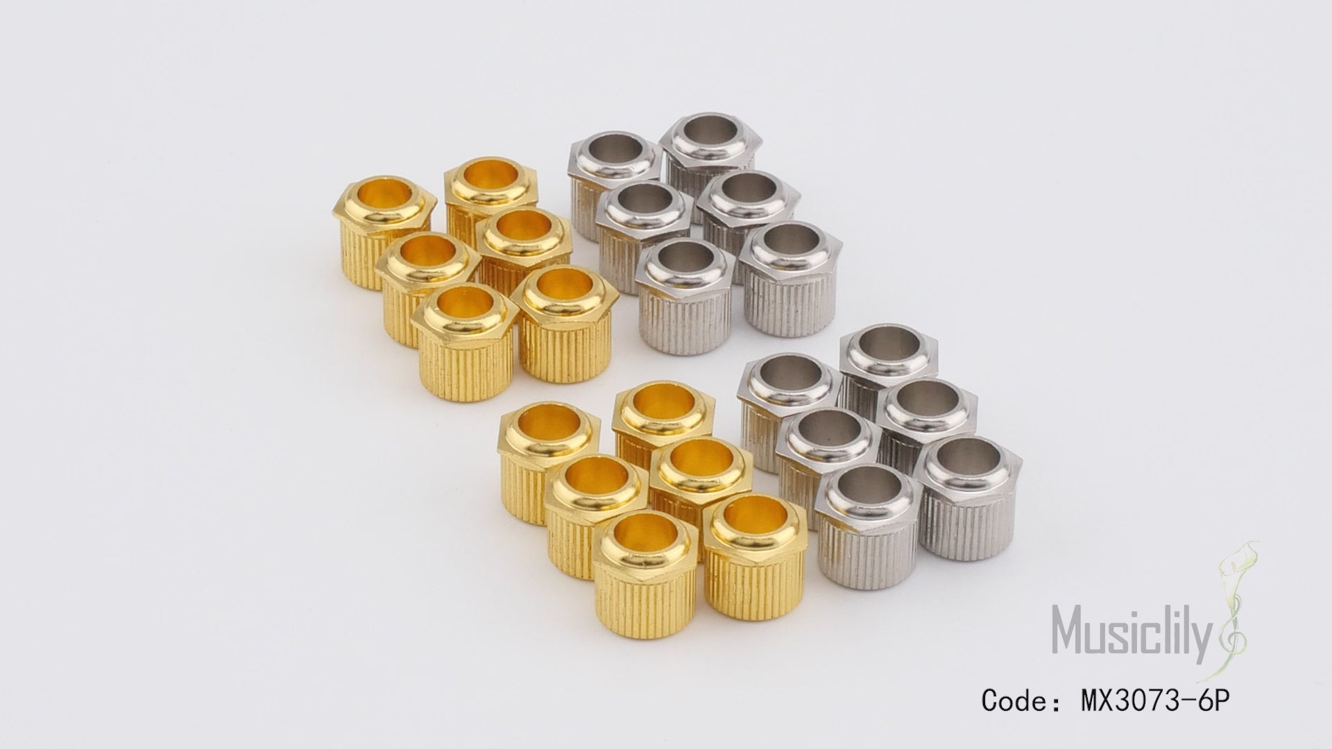 Musiclily Ultra Solid Brass - Casquillos de conversión para afinador de guitarra hexagonal de 1/4 de pulgada a 10 mm, tamaño vintage a moderno, clavijas de afinación, adaptadores de casquillos, juego de 6