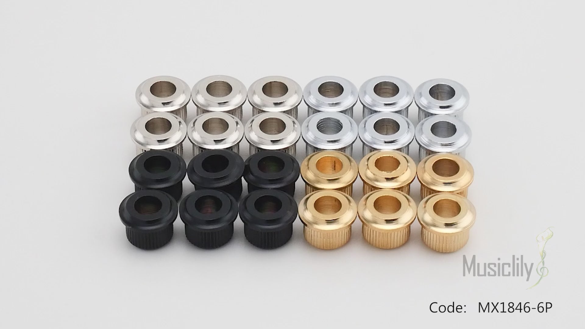 Musiclily Pro Steel - Casquillos de conversión para afinador de guitarra vintage/moderno de 6 mm a 10 mm, clavijas de afinación, adaptadores y casquillos (juego de 6)