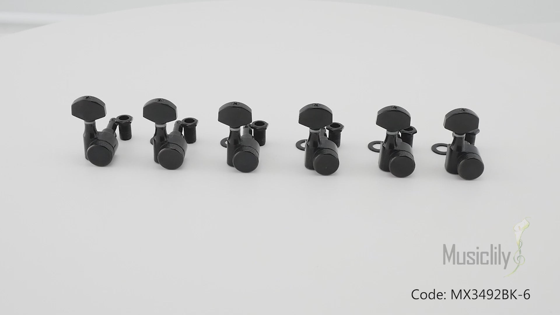 Musiclily Pro R15J-18 mécaniques à 6 en ligne, rapport 15:1, 1 pignon entièrement scellé avec verrouillage, clés de réglage avec bouton hexagonal pour guitare électrique de style SQ Strat Tele