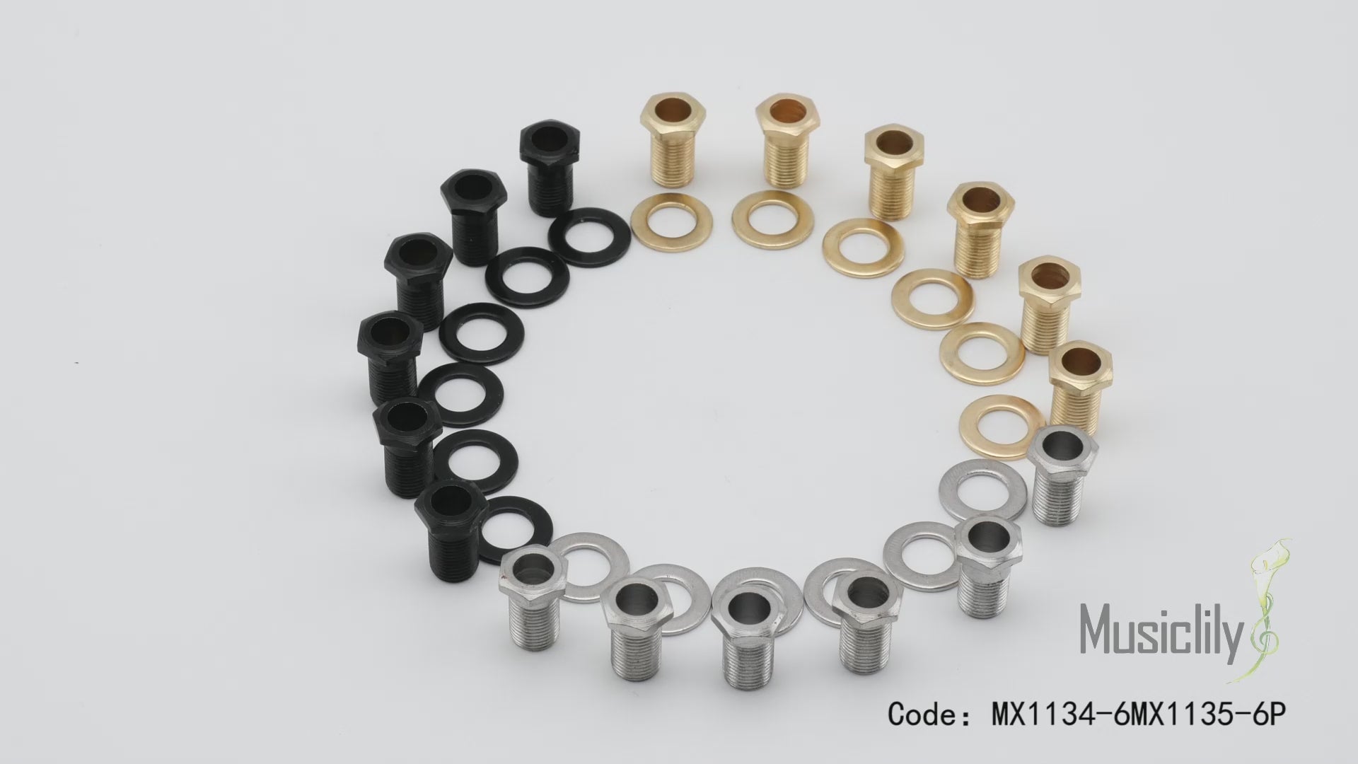Musiclily Pro - Juego de 6 bujes estándar de 10 mm y arandelas de 14 mm para guitarra eléctrica moderna, clavijas de afinación selladas y clavijeros.