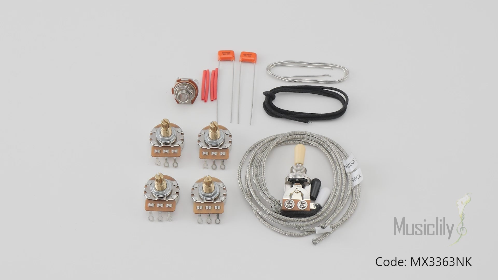Musiclily Pro Kit Circuito Elétrico Completo LP STD Modern 60s Potenciômetro 500K Chave seletora Jack para Guitarra tipo Les Paul Epiphone