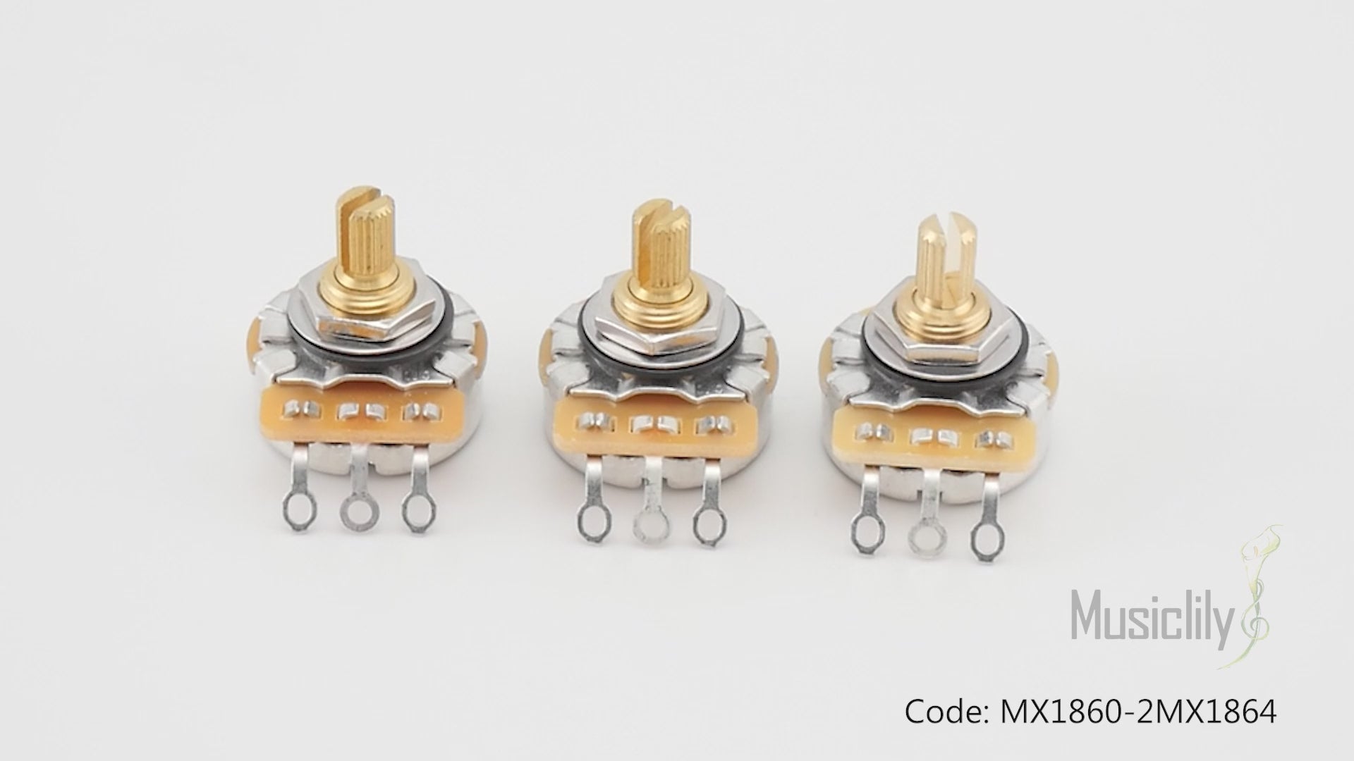 CTS 450G A250Kx2+B250K Pots Brass Short Split Shaft 1/4 Inch 10% Audio Linear Taper Potentiometers for Electric Guitar Bass (Set of 2A1B)