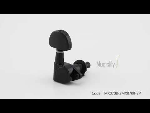 Musiclily Basic R15A 3R3L Rapporto 15:1 Teste di Macchina Completamente Sigillate Accordatori Chiavi con Pulsante a Mezzaluna Vite ad Angolo Retto per Chitarra Acustica Elettrica