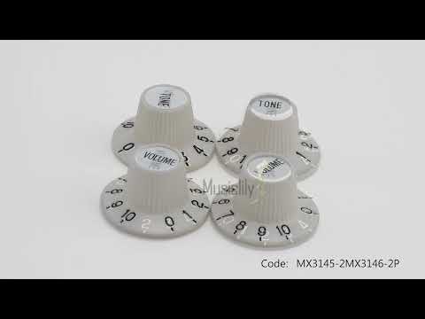 Musiclily Pro Fein 24 Splines Hexenhut-Knöpfe Top-Hut-Knöpfe Ton- und Lautstärkereglerknöpfe für E-Gitarre, Bass, Verstärker, Effektpedal, Set von 2T2V