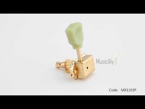 Musiclily Pro R15J-01 3R3L relación 15:1 cabezales de máquina estilo vintage semi cerrados afinadores llaves con botón de Keystone para guitarra acústica eléctrica