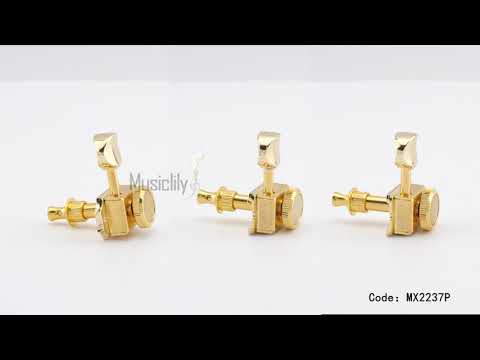 Musiclily Pro R15T-04 6 en línea 14:1 relación, semi cerrados, estilo vintage híbrido, afinadores de bloqueo con botón ovalado para guitarra eléctrica estilo Fender Squier Strat Tele