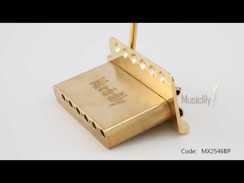 Musiclily Ultra BV008 52.5mm(2-1/16 inch) Standard 6-Screw ST Tremolo Bridge with Vintage Steel Bent Saddles 42mm Solid Brass Block Push-In Arm for Strat Style Electric Guitar