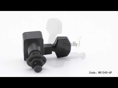 Musiclily Pro R15T-02 6-in-line 2-pins coprimolle sigillate, set di machine heads con pulsanti di tuning per chitarra stile Fender Strat/Tele