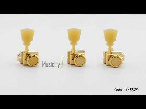 Musiclily Pro R15T-06 estilo vintage híbrido botón de piedra 6 en línea afinadores bloqueo clavijas de afinación llaves máquina para Strat Tele estilo guitarra eléctrica