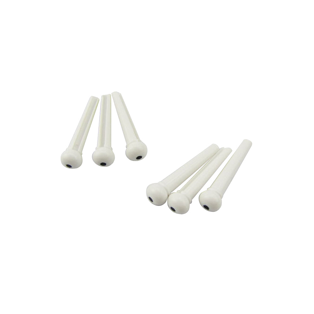 Musiclily Slotted Guitar Bridge Pin,White Body with Black Dot( 6 Pieces)