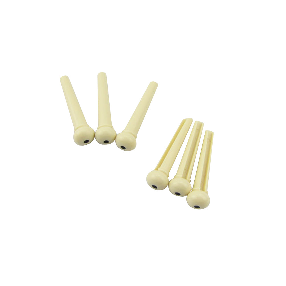 Musiclily Slotted Guitar Bridge Pin,Ivory Body with Black Dot ( 6 Pieces)