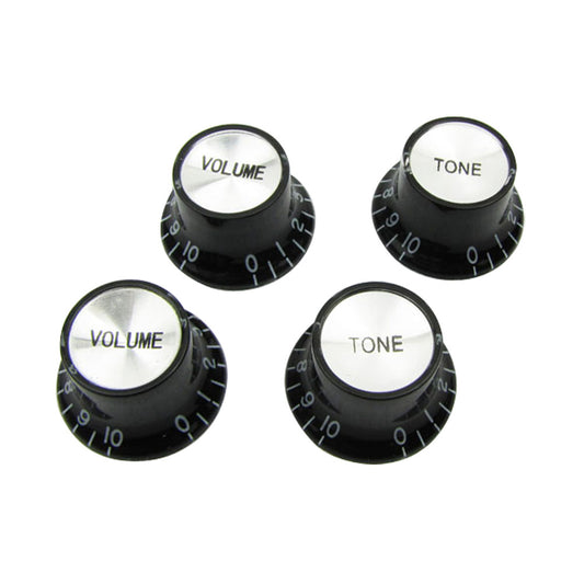Musiclily Plastic Metric 2 Volume and 2 Tone Control Knobs for Les Paul Style Electric Guitar, Black
