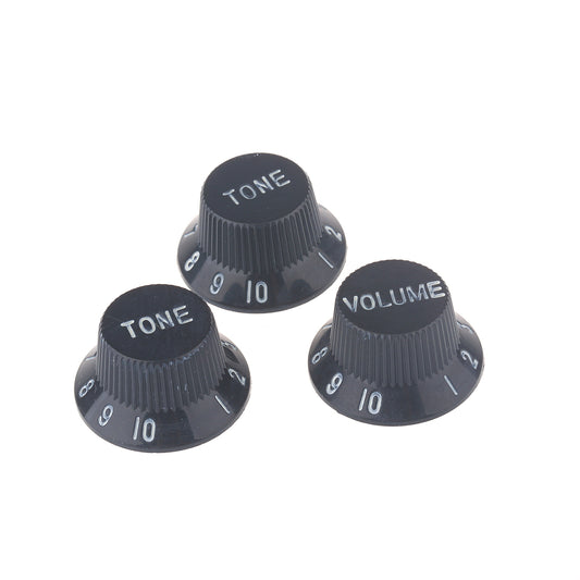 Musiclily Metric 1 Volume and 2 Tone Control Knobs Set for Strat Style Guitar, Black