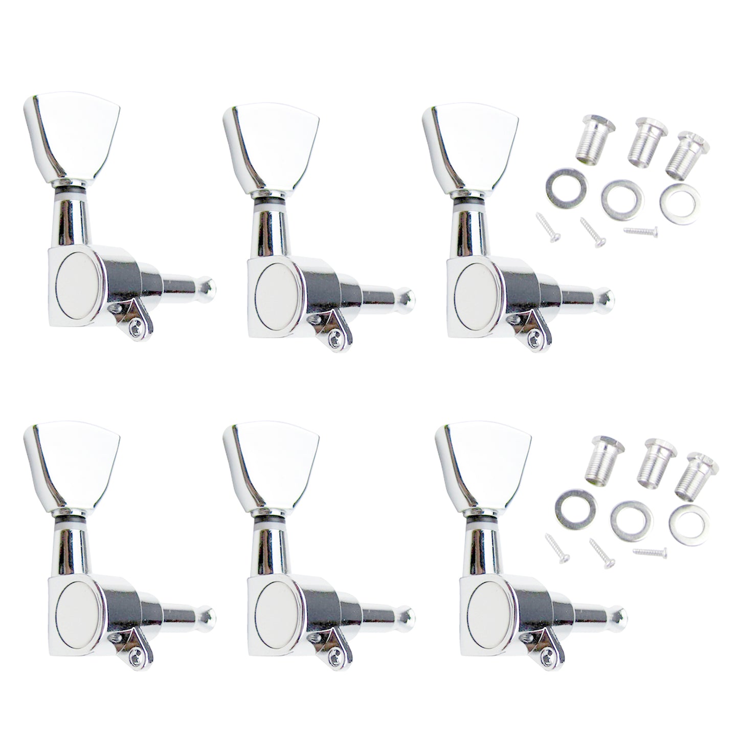 Musiclily 6-in-line Guitar Sealed Tuners Tuning Pegs Keys Machine Heads Set, Tulip Button Chrome