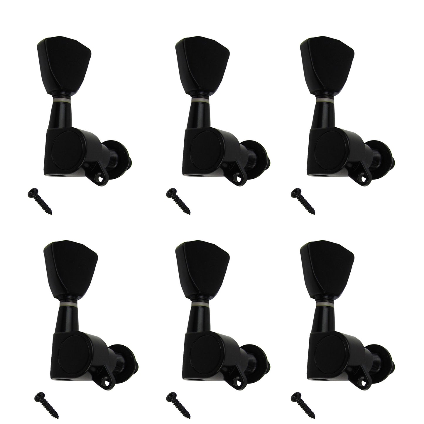 Musiclily 6-in-line Guitar Sealed Tuners Tuning Pegs Keys Machine Heads Set, Tulip Button Black