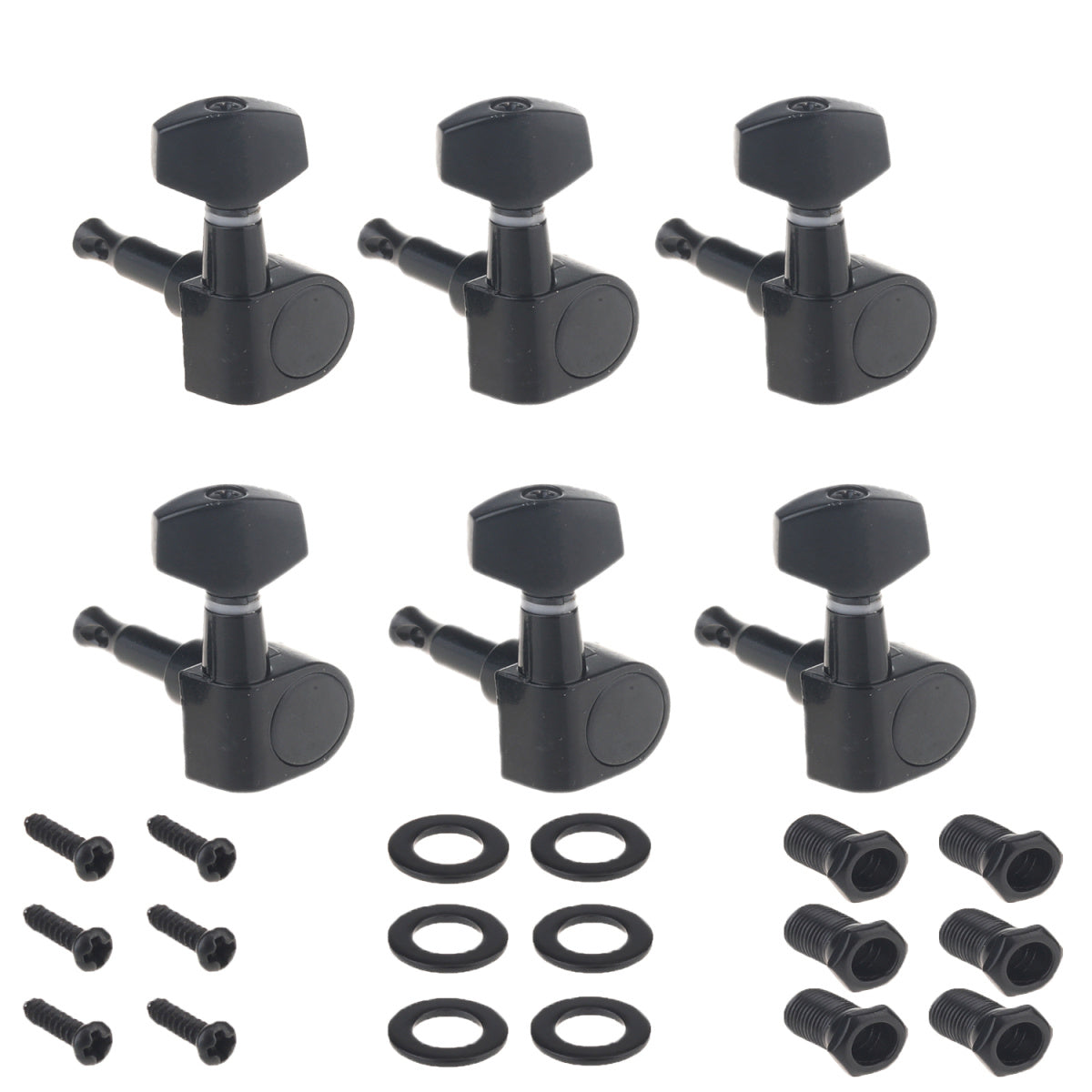 Musiclily 6-in-line Sealed Guitar Tuners Tuning Keys Pegs Machine Heads Set ,Black