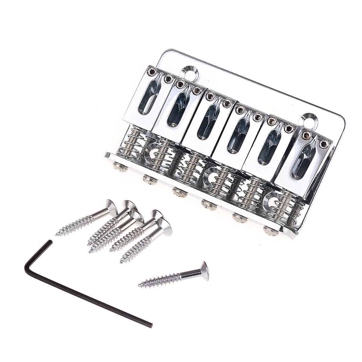 Musiclily 65mm 6 String Fixed Electric Guitar Hardtail Bridge,Chrome