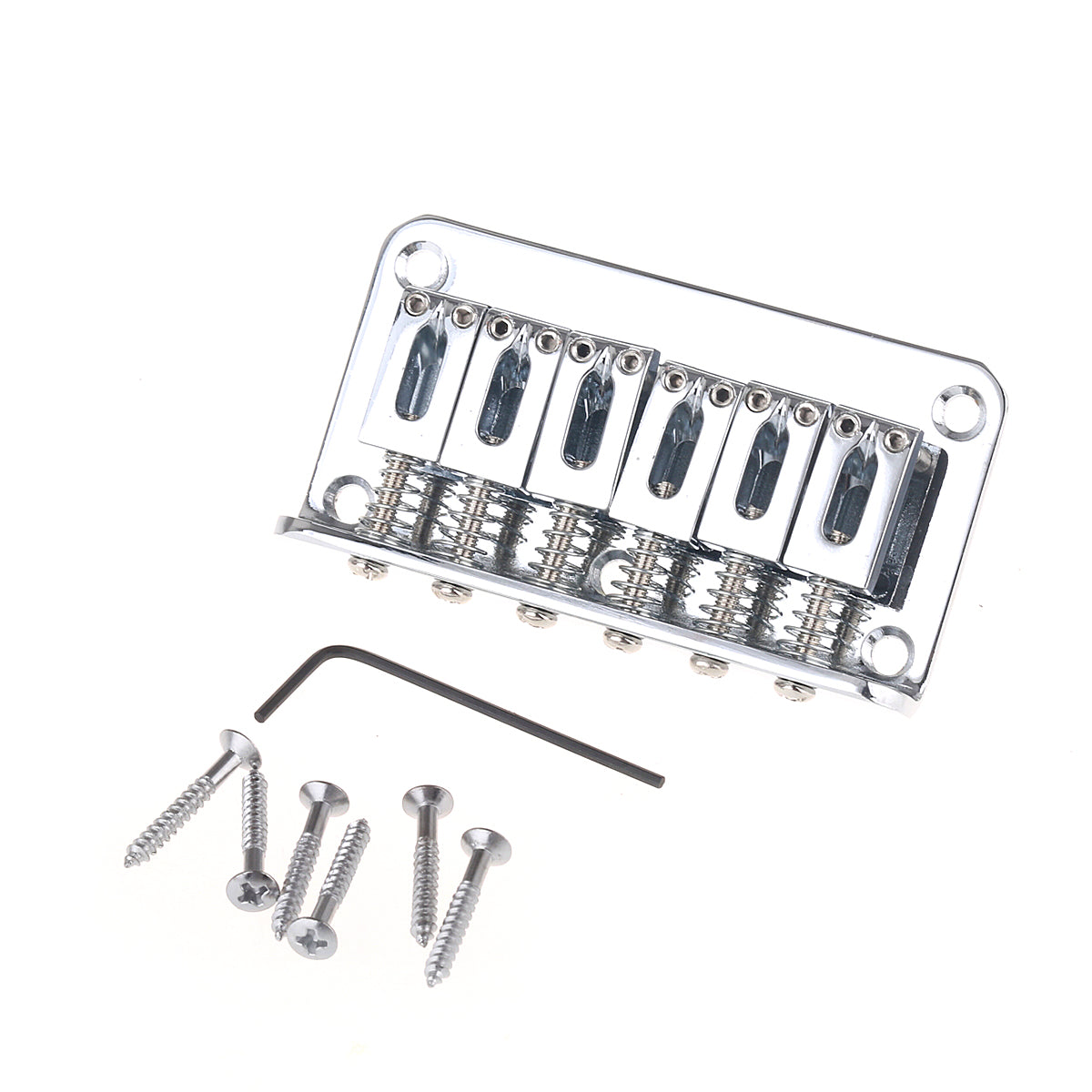 Musiclily 78mm 6 String Fixed Guitar Hardtail Bridge,Chrome