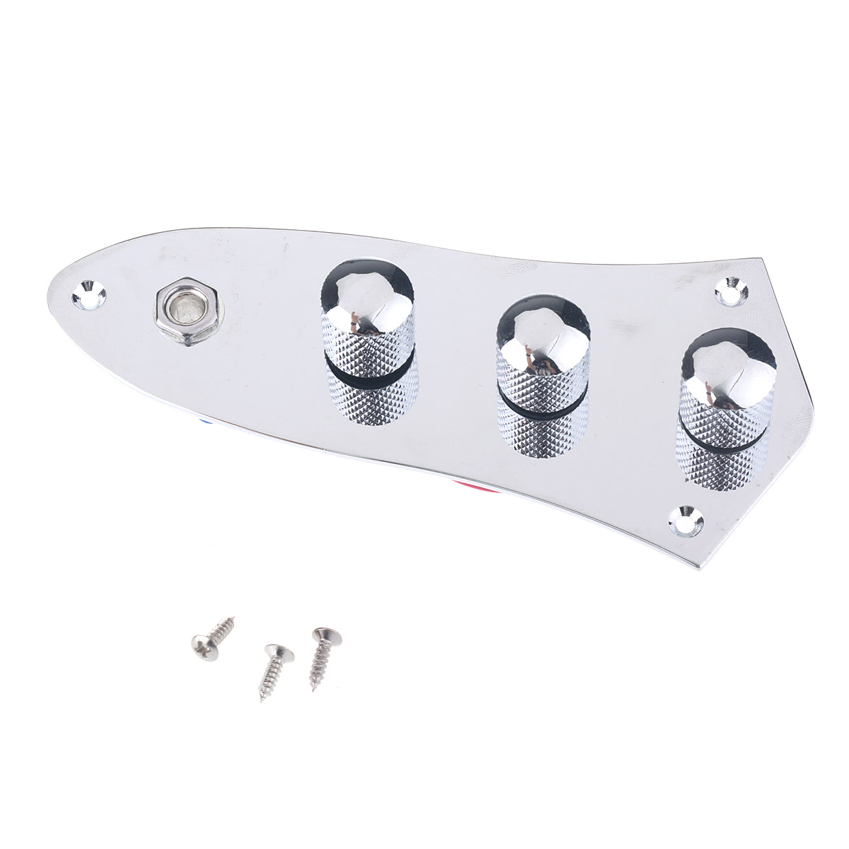 Musiclily Loaded Prewired Jazz Bass Control Plate for J Bass Style Guitar,Chrome