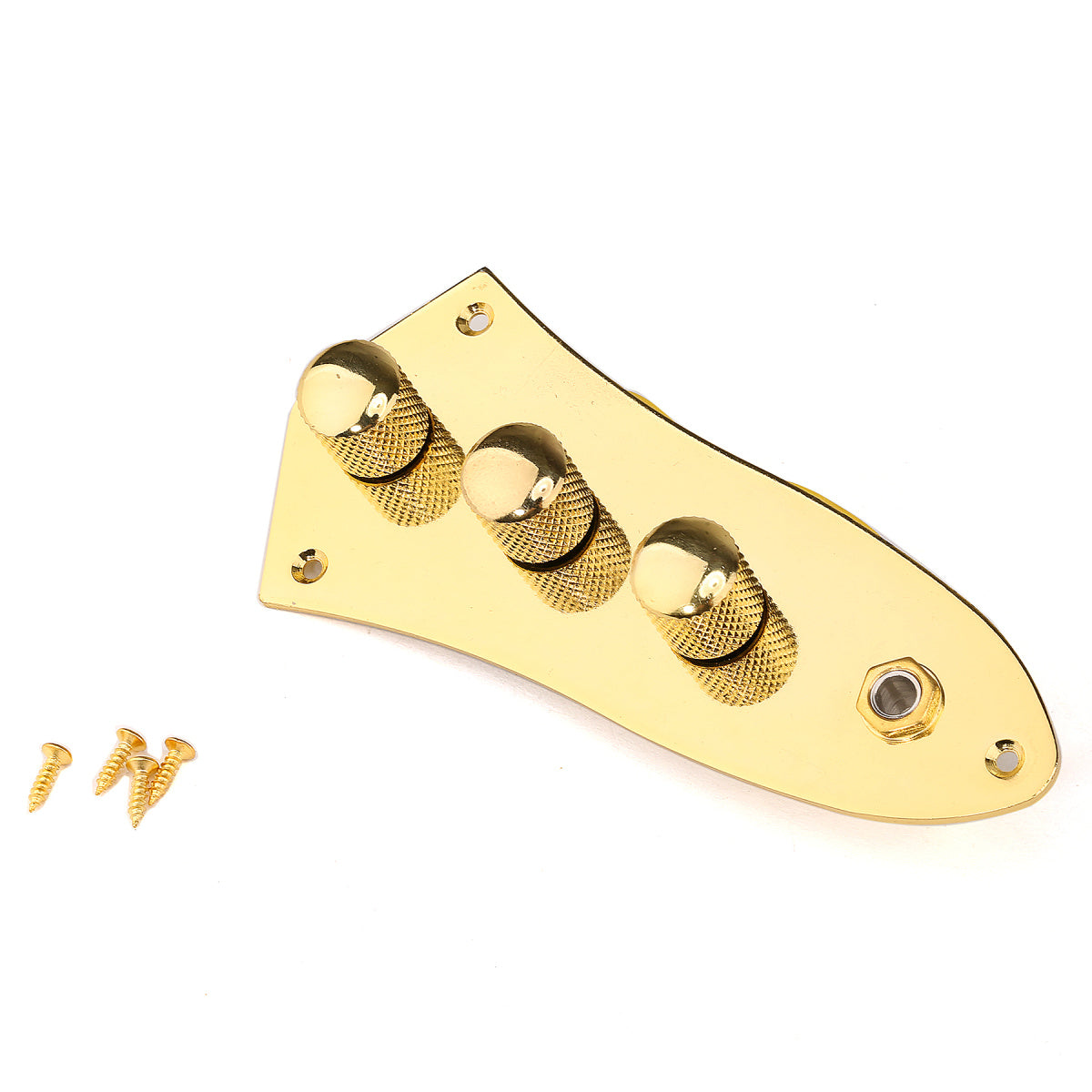 Musiclily Loaded Prewired Jazz Bass Control Plate for J Bass Style Guitar,Gold