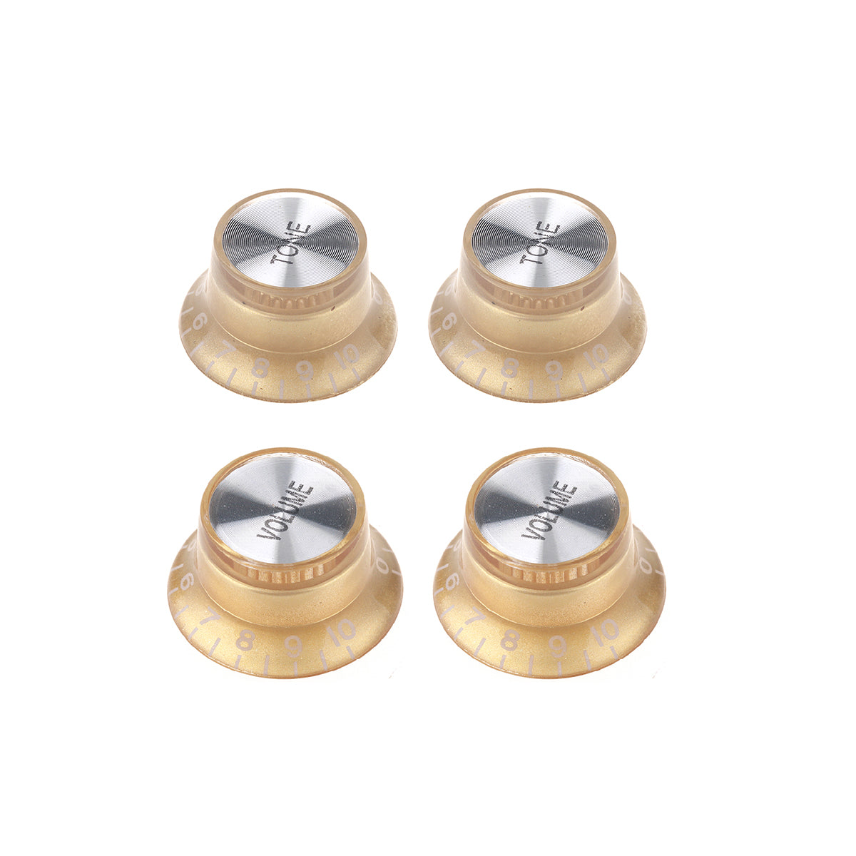 Musiclily Plastic Metric 2 Volume and 2 Tone Control Knobs for Les Paul Style Electric Guitar, Gold