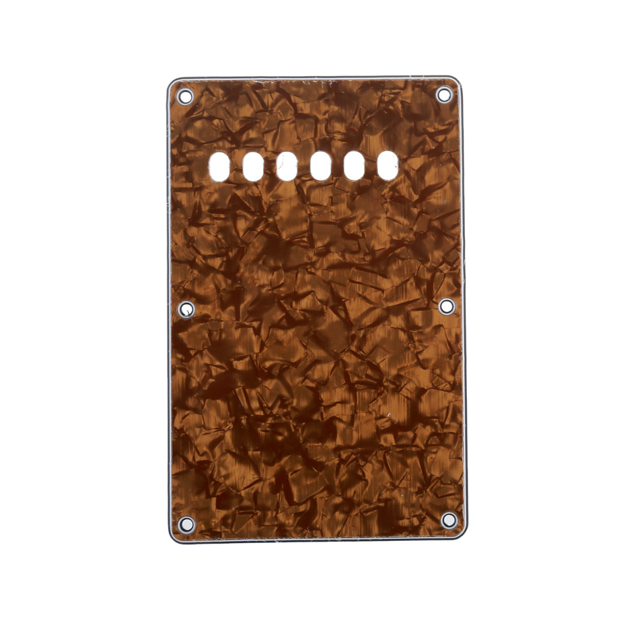 Musiclily 6 Hole Guitar Back Plate for China Made Squier, 4Ply Bronze Pearl
