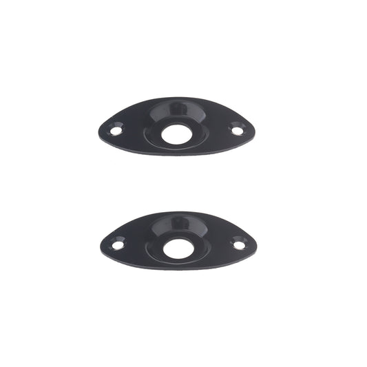 Musiclily Oval Guitar Jack Plate,Black (2 Pieces)