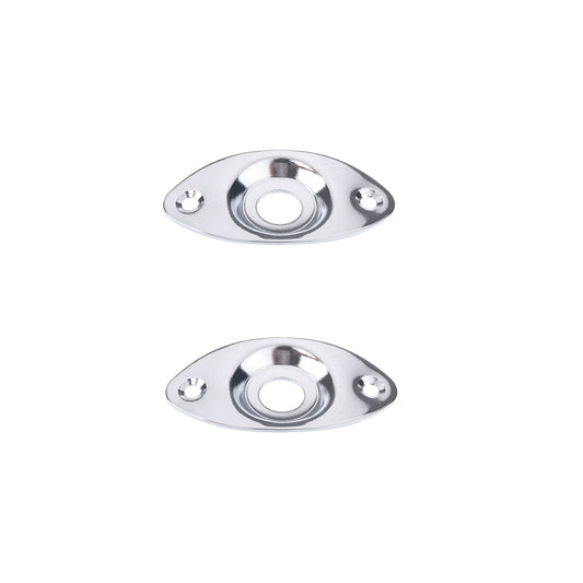 Musiclily Oval Guitar Jack Plate, Chrome (2 Pieces)