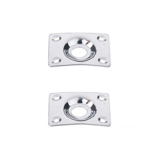Musiclily Rectangle Guitar Jack Plate,Chrome (2 Pieces)