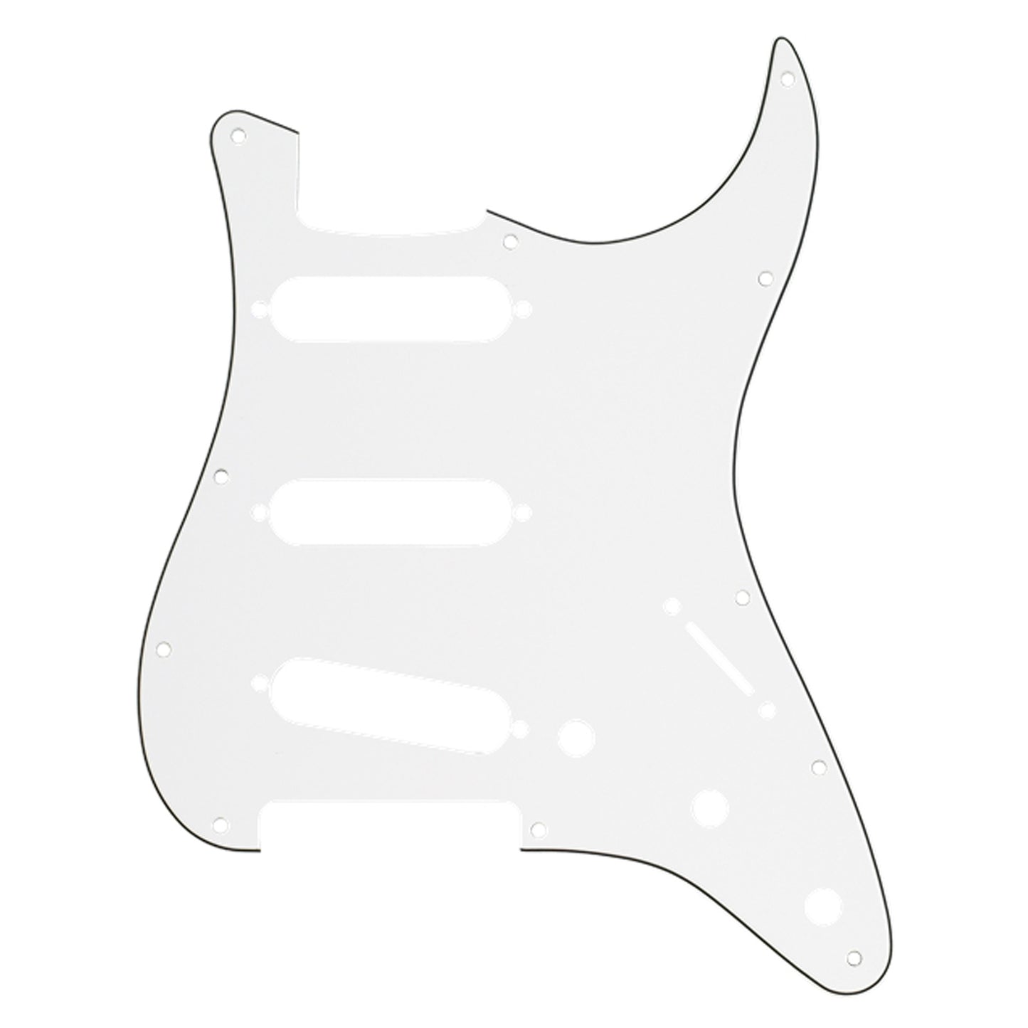 Musiclily SSS 11 Hole Strat Guitar Pickguard for Fender USA/Mexican Made Standard Stratocaster Modern Style, 3Ply White