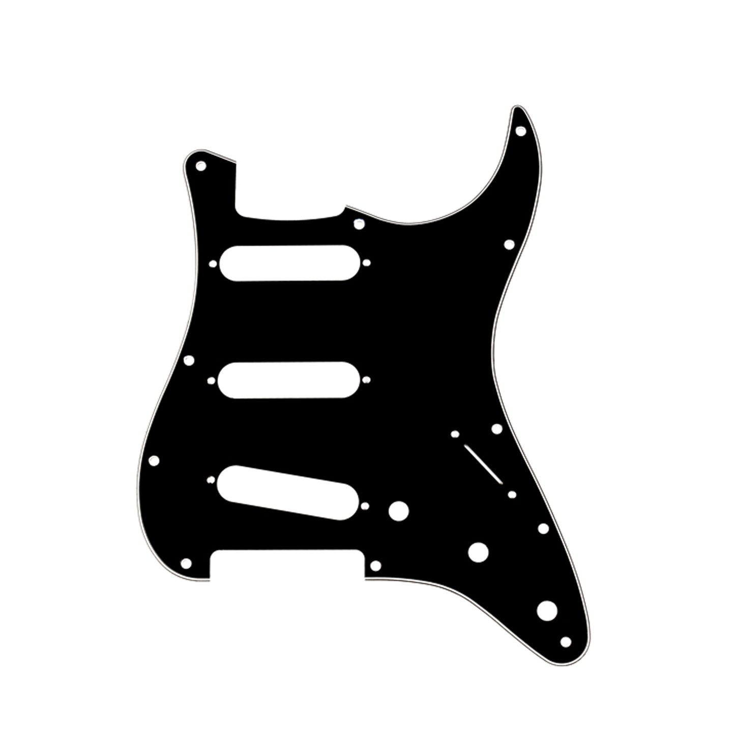Musiclily SSS 11 Hole Strat Guitar Pickguard for Fender USA/Mexican Made Standard Stratocaster Modern Style, 3Ply Black