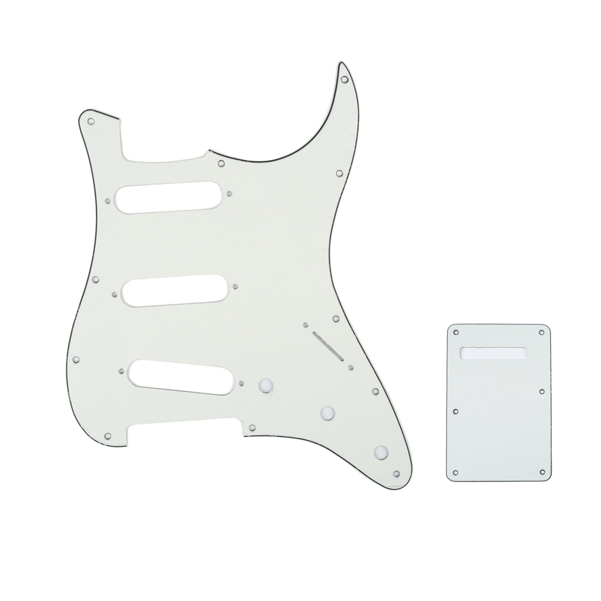 Musiclily SSS 11 Hole Strat Guitar Pickguard and BackPlate Set for Fender USA/Mexican Standard Stratocaster Modern Style, 3Ply Parchment