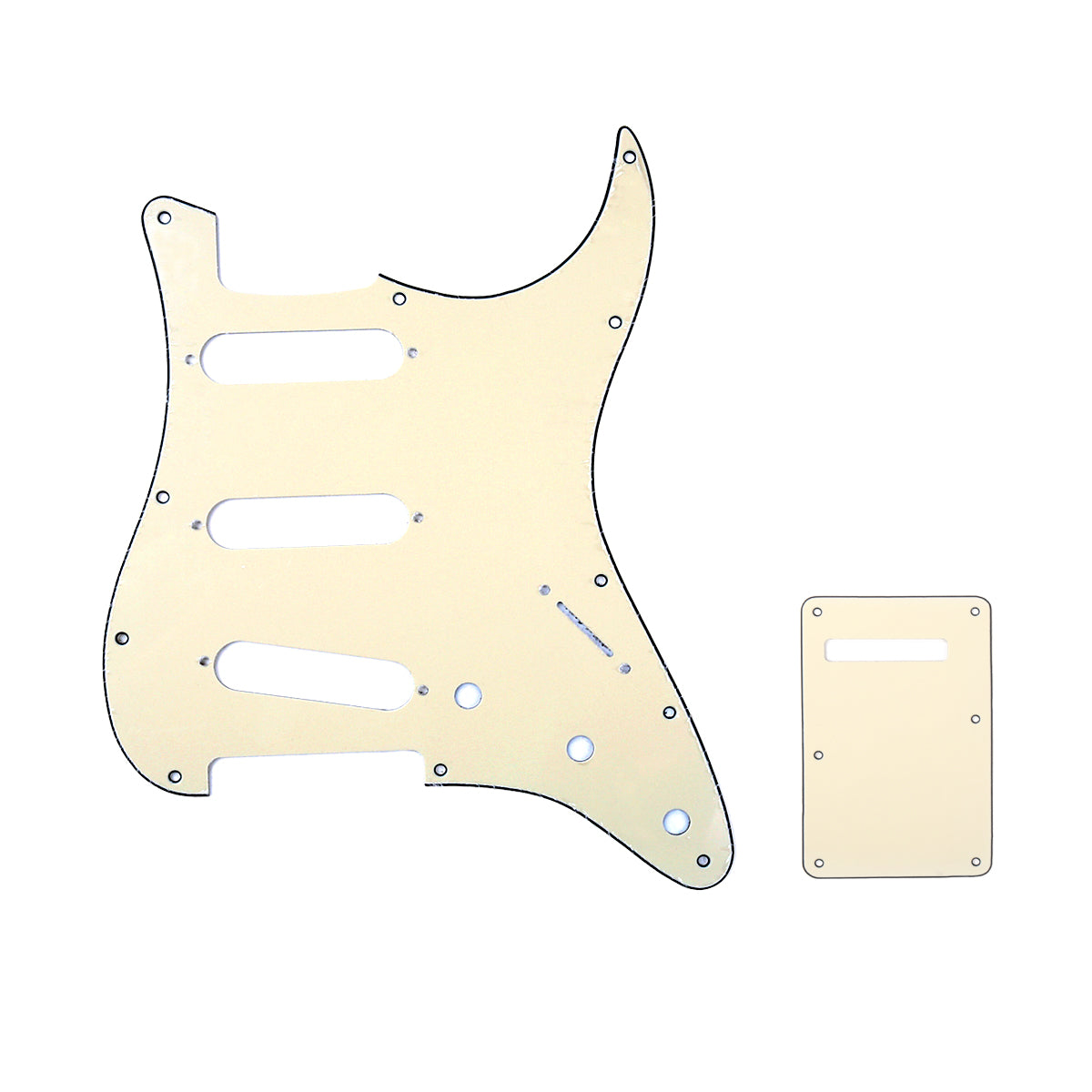 Musiclily SSS 11 Hole Strat Guitar Pickguard and BackPlate Set for Fender USA/Mexican Standard Stratocaster Modern Style, 3Ply Cream