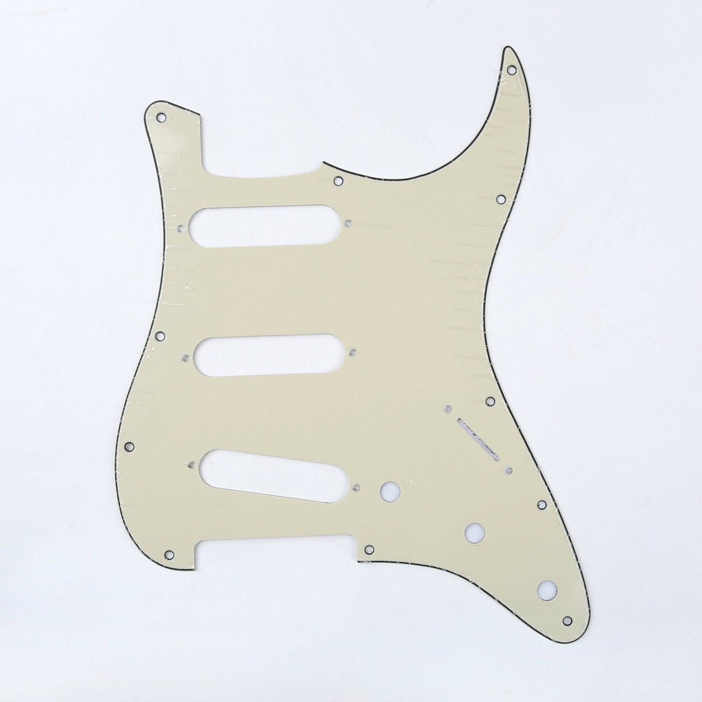 Musiclily SSS 11 Hole Strat Guitar Pickguard for Fender USA/Mexican Made Standard Stratocaster Modern Style, 3Ply Cream