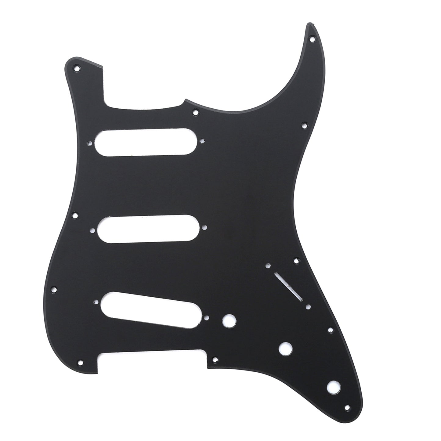 Musiclily SSS 11 Hole Strat Guitar Pickguard for Fender USA/Mexican Made Standard Stratocaster Modern Style, 1Ply Matte Black