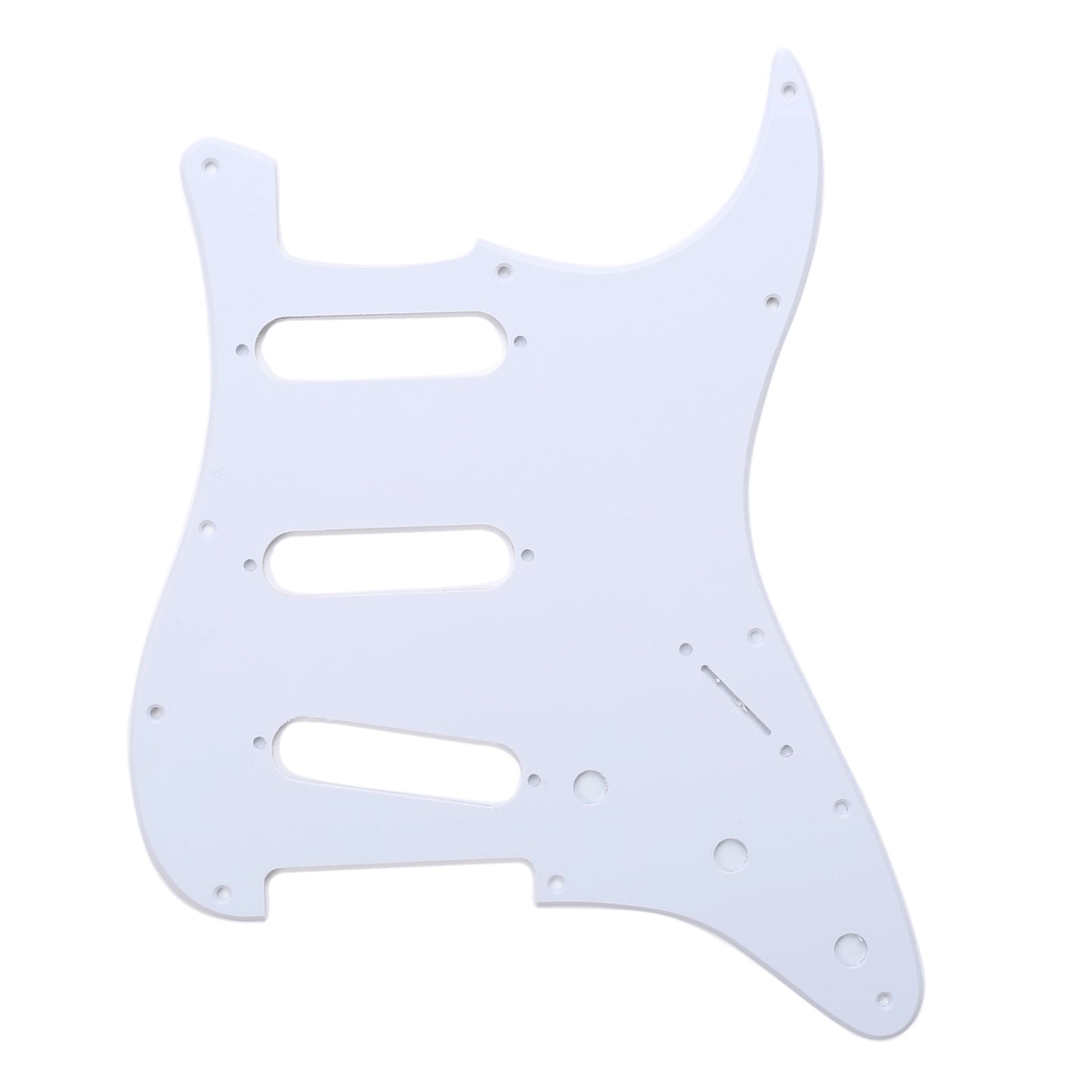 Musiclily SSS 11 Hole Strat Guitar Pickguard for Fender USA/Mexican Made Standard Stratocaster Modern Style, 1Ply White