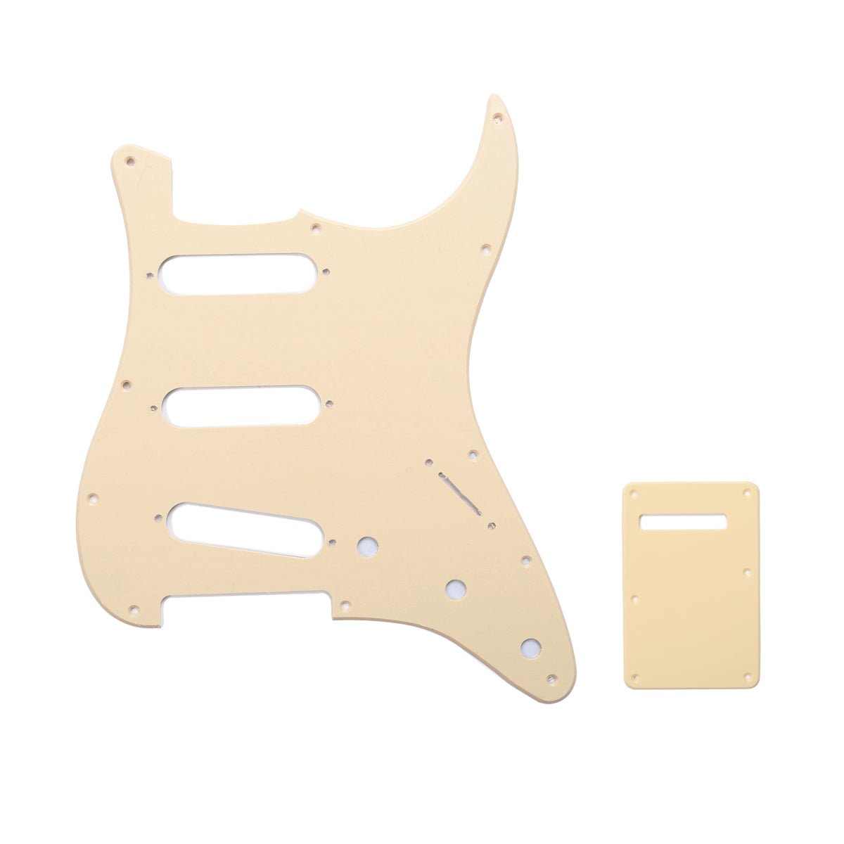 Musiclily SSS 11 Hole Strat Guitar Pickguard and BackPlate Set for Fender USA/Mexican Standard Stratocaster Modern Style, 1Ply Cream