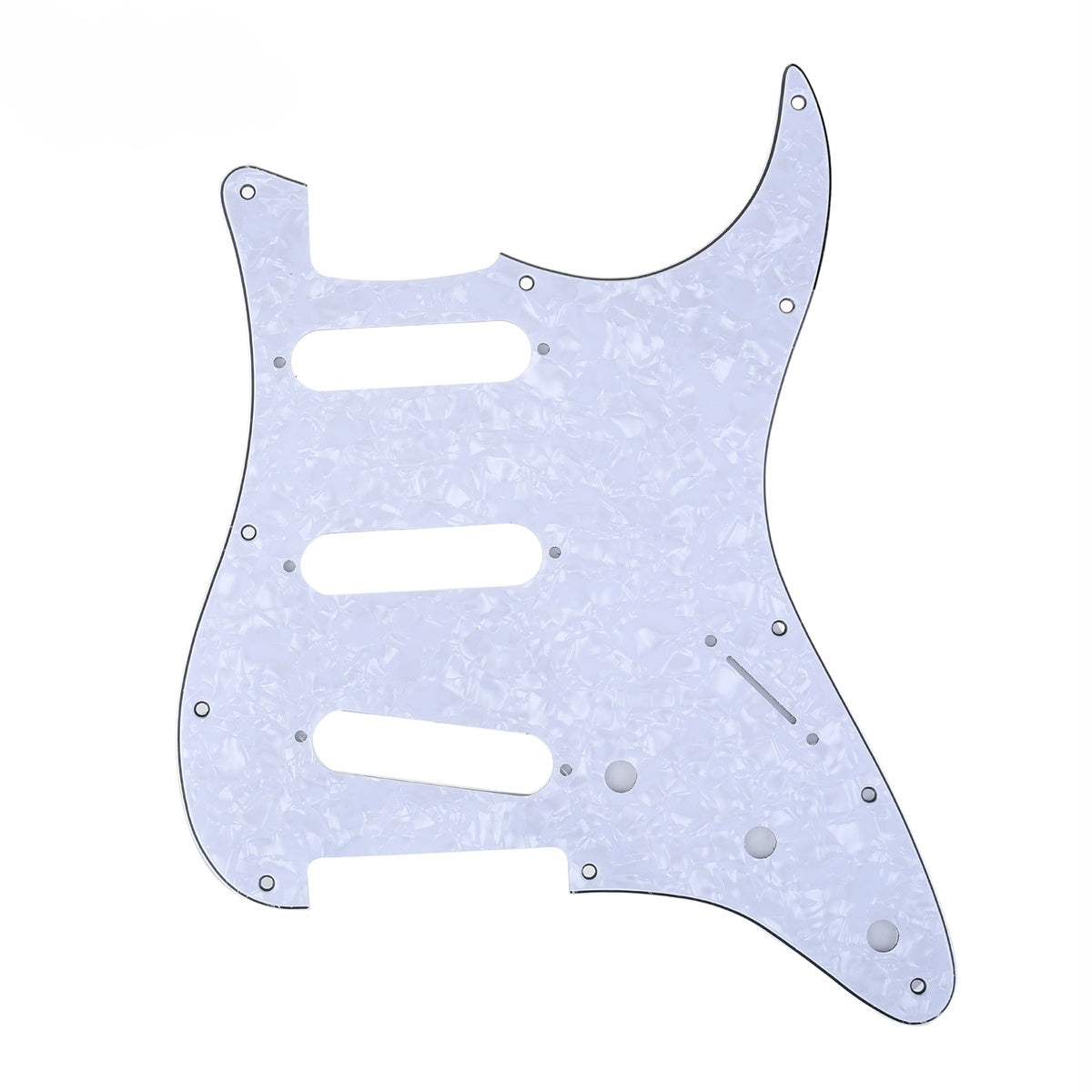 Musiclily SSS 11 Hole Strat Guitar Pickguard for Fender USA/Mexican Made Standard Stratocaster Modern Style, 4Ply White Pearl