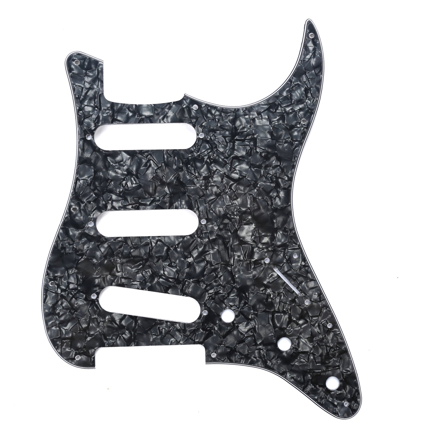 Musiclily SSS 11 Hole Strat Guitar Pickguard for Fender USA/Mexican Made Standard Stratocaster Modern Style, 4Ply Black Pearl