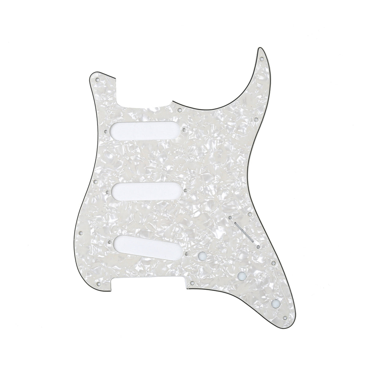 Musiclily SSS 11 Hole Strat Guitar Pickguard for Fender USA/Mexican Made Standard Stratocaster Modern Style, 4Ply Parchment Pearl