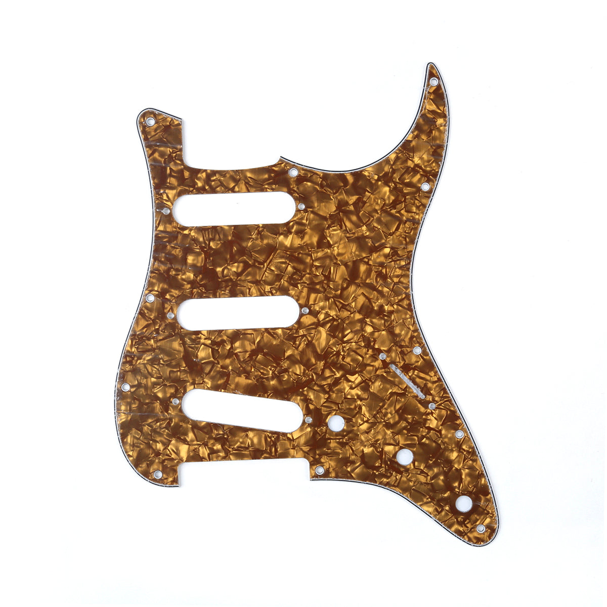 Musiclily SSS 11 Hole Strat Guitar Pickguard for Fender USA/Mexican Made Standard Stratocaster Modern Style, 4Ply Bronze Pearl
