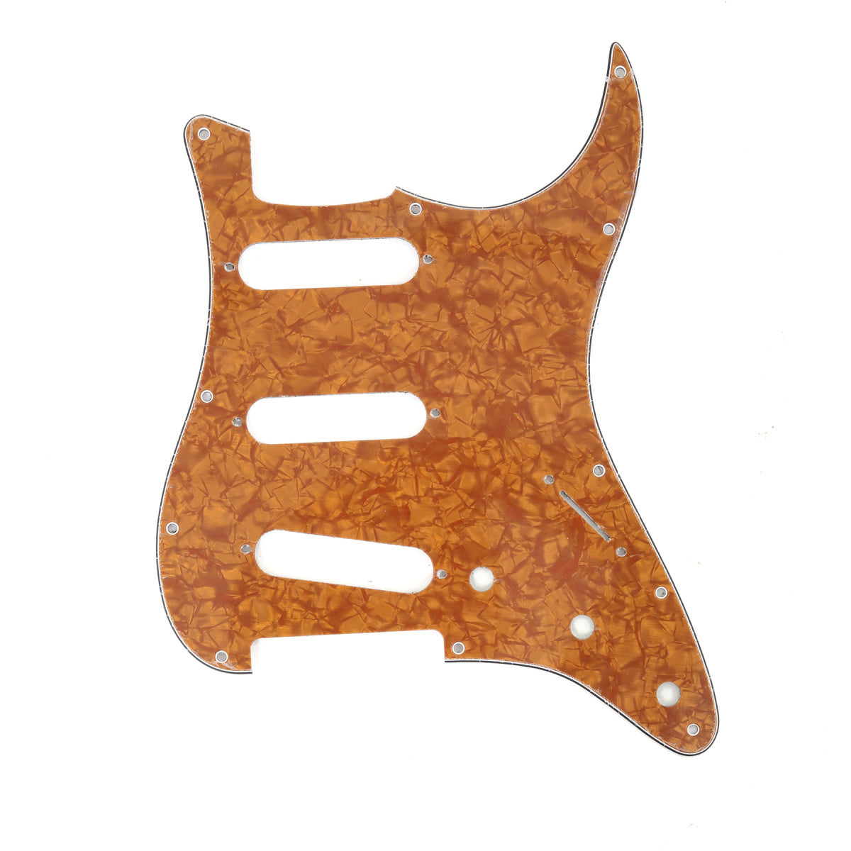 Musiclily SSS 11 Hole Strat Guitar Pickguard for Fender USA/Mexican Made Standard Stratocaster Modern Style, 4Ply Earthy Yellow Pearl