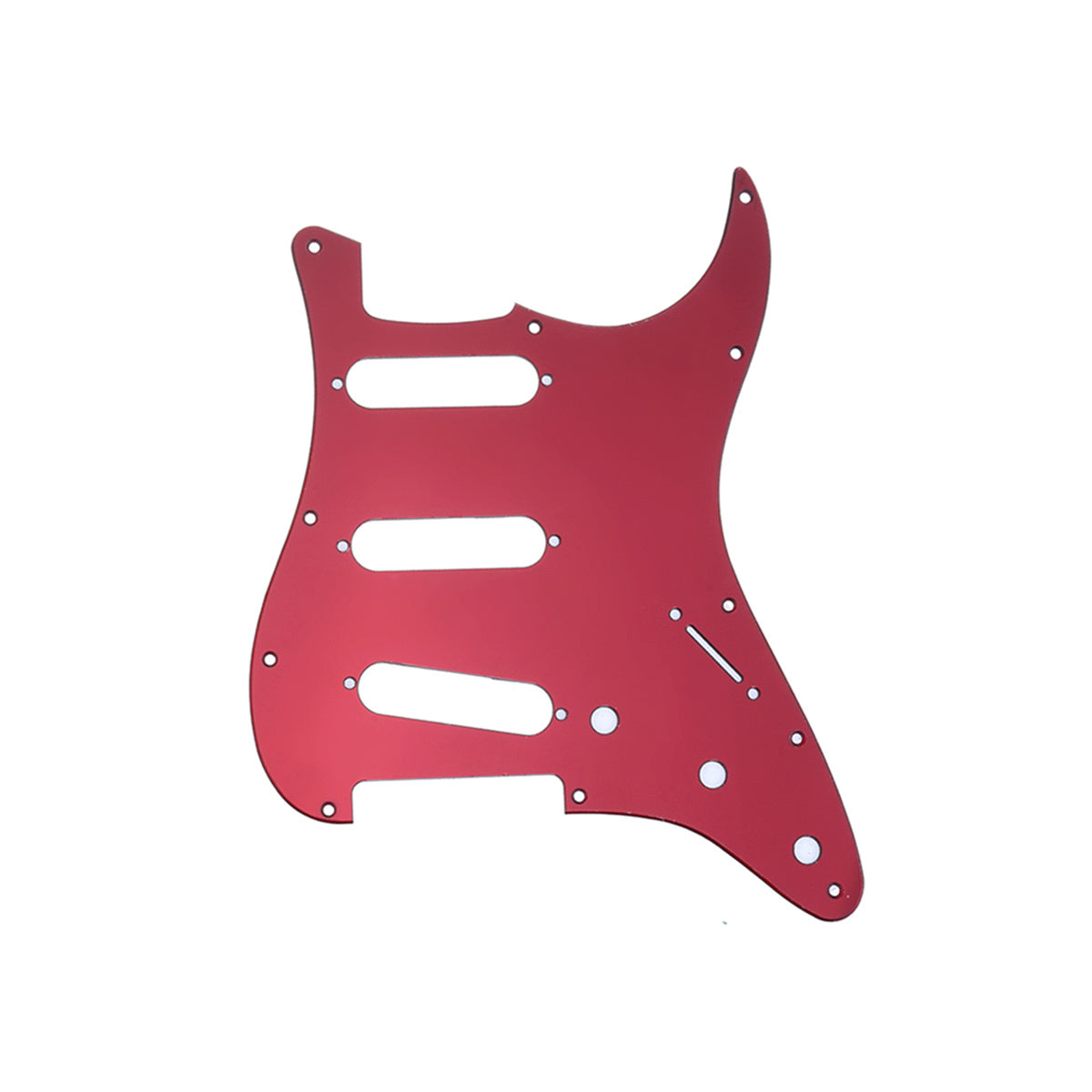 Musiclily SSS 11 Hole Strat Guitar Pickguard for Fender USA/Mexican Made Standard Stratocaster Modern Style, 1Ply Red Mirror Acrylic