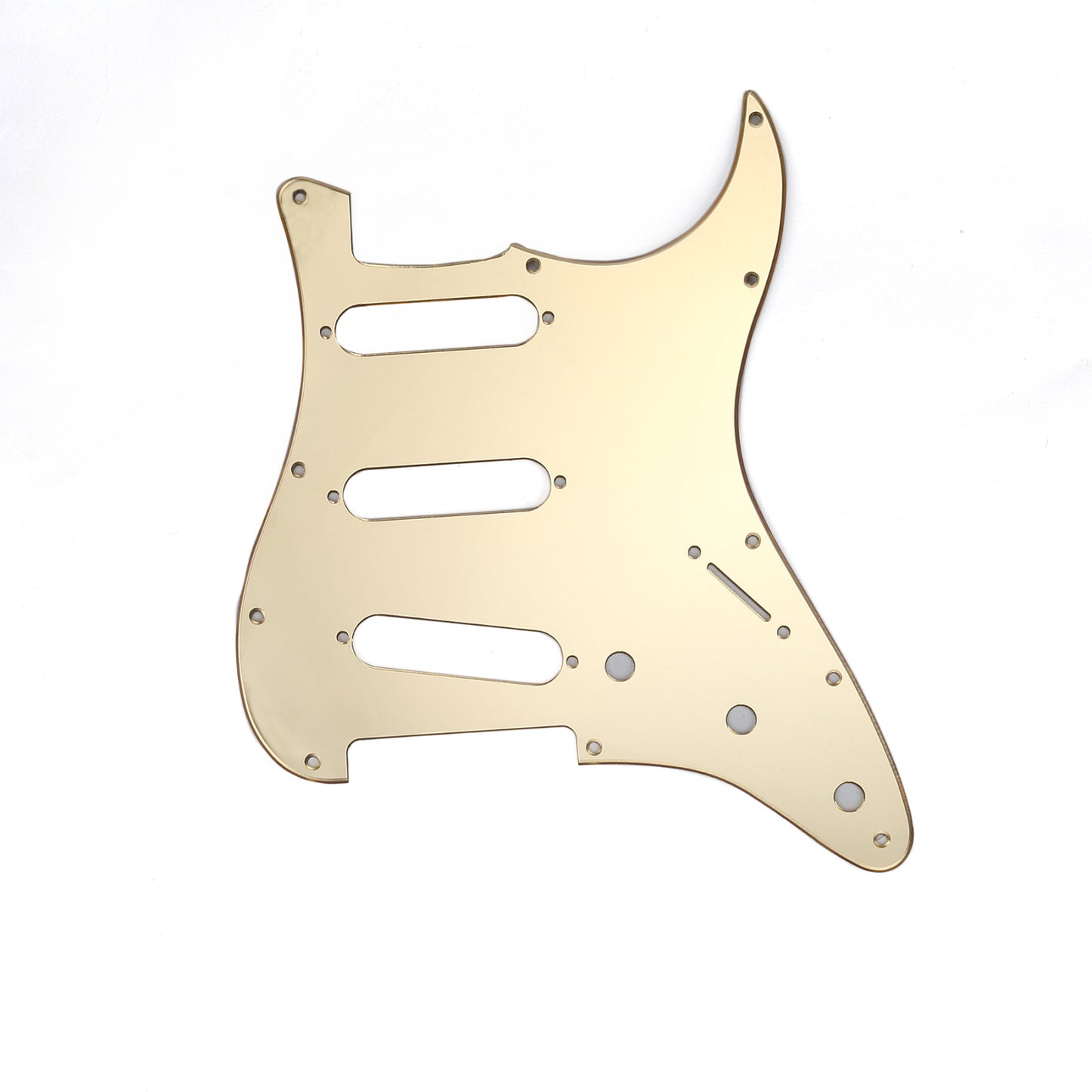 Musiclily SSS 11 Hole Strat Guitar Pickguard for Fender USA/Mexican Made Standard Stratocaster Modern Style, 1Ply Gold Mirror Acrylic