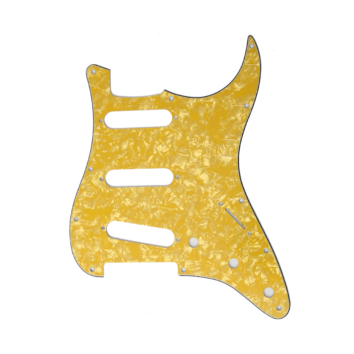 Musiclily SSS 11 Hole Strat Guitar Pickguard for Fender USA/Mexican Made Standard Stratocaster Modern Style, 4Ply Yellow Pearl