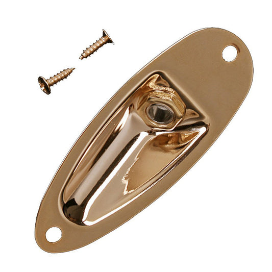 Musiclily Boat Shape Guitar Input Jack Plate Socket for Stratocaster,Gold