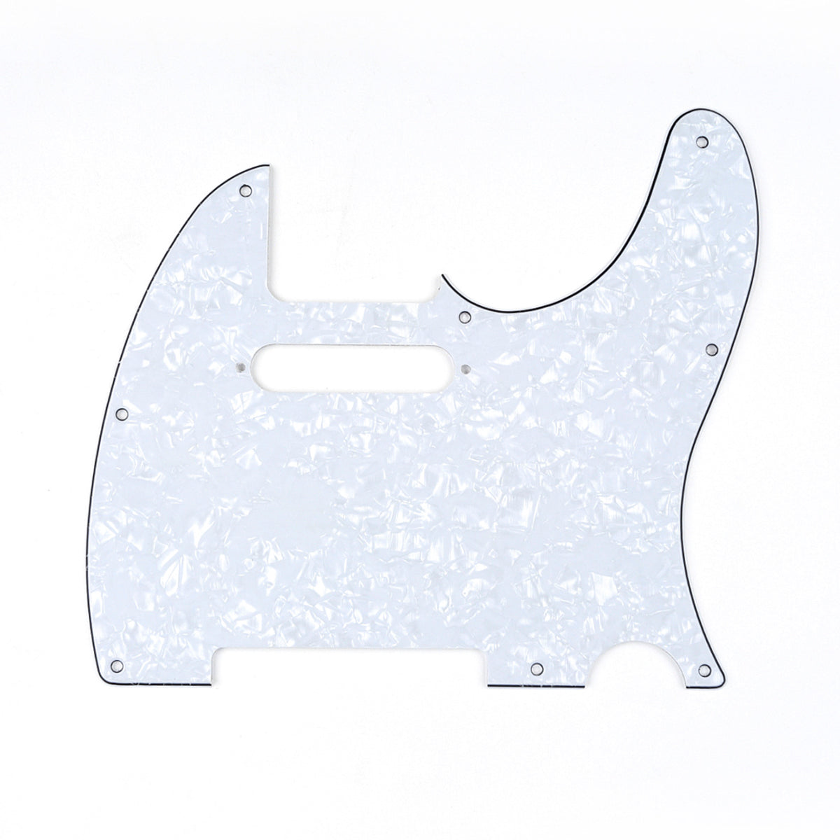 Musiclily 8 Hole Tele Guitar Pickguard for USA/Mexican Made Fender Standard Telecaster Modern Style , 4Ply White Pearl