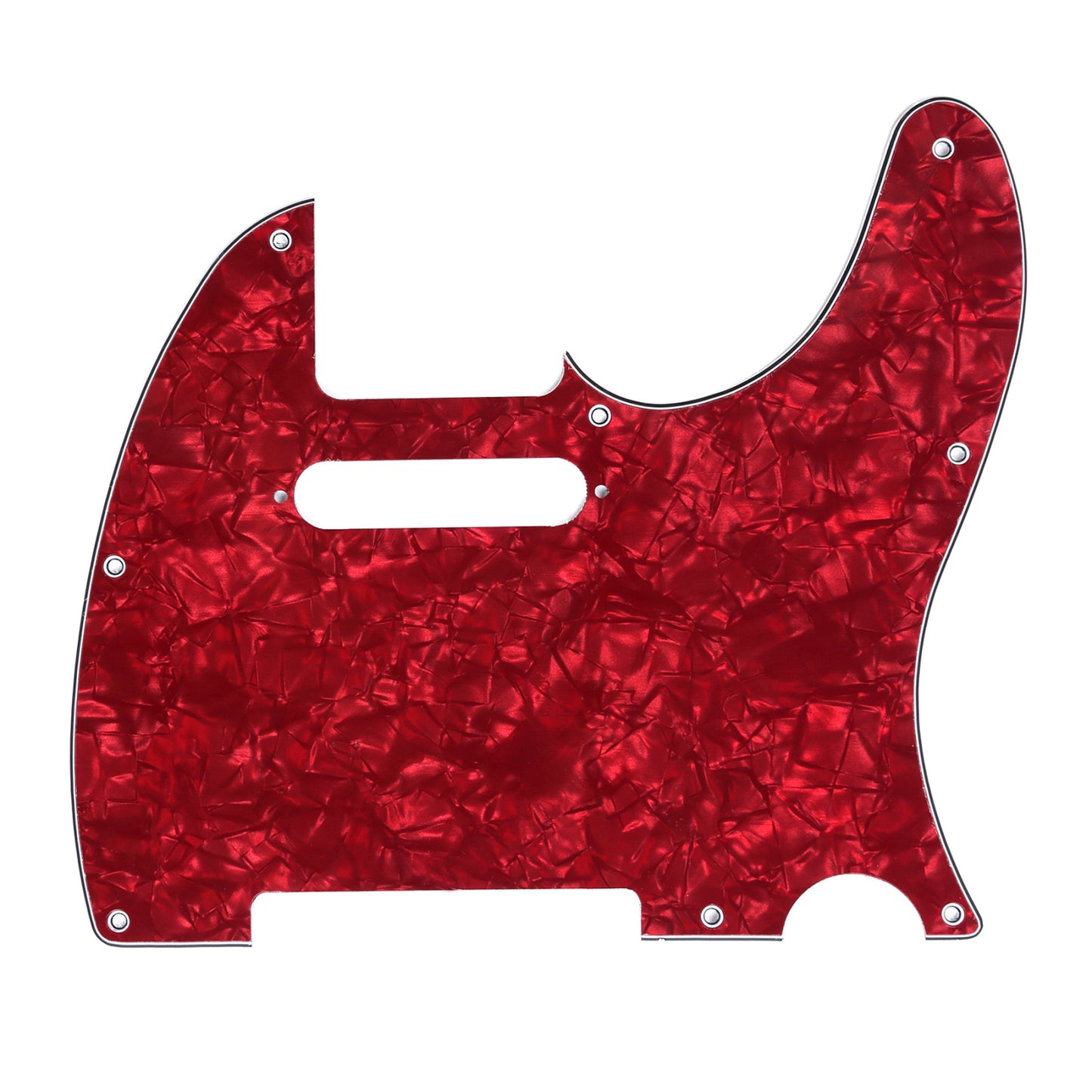 Musiclily 8 Hole Tele Guitar Pickguard for USA/Mexican Made Fender Standard Telecaster Modern Style , 4Ply Red Pearl